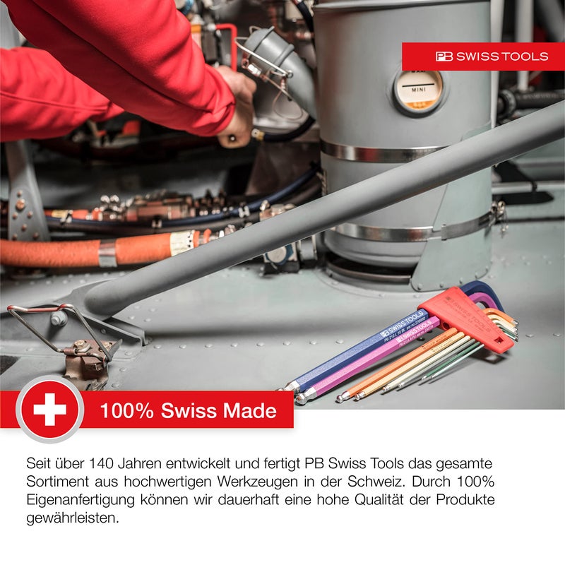 PB Swiss Tools 90-100Â° RainBow Key L-Wrench Set PB 2222.LH-10 RB CN | 100% Swiss Made | 9-Piece Allen Key Set, Size 1.5-10 mm with Very Short Key Part - Image 3